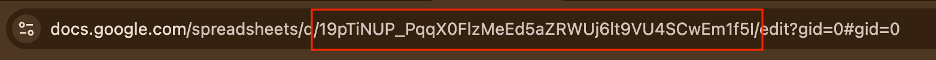Screenshot of the spreadsheet’s URL.
