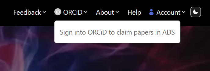 Screenshot of the ORCiD sign in option in SciX.